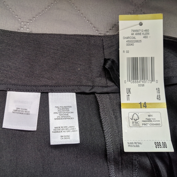 Anne Klein Dress Trouser High Rise Stretch Grey Size 14 - Picture 3 of 10